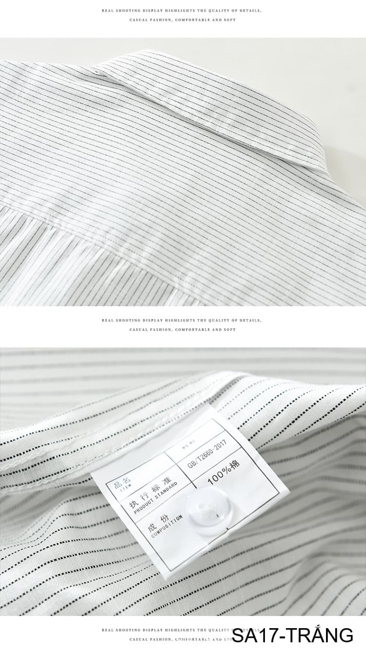 SA17 - Áo sơ mi nam dài tay thêu họa tiết mèo, form rộng, chất cotton 100%, phối sọc thời thượng - ảnh 10