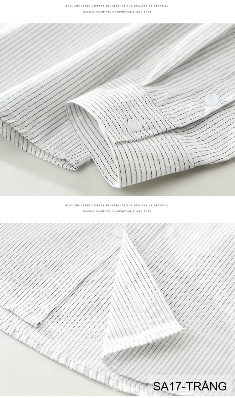 SA17 - Áo sơ mi nam dài tay thêu họa tiết mèo, form rộng, chất cotton 100%, phối sọc thời thượng - ảnh 14