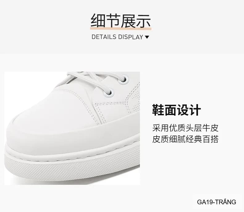 GA19 - Giày da thật nam Lin Sen, mẫu mới 2026, sneaker trắng đen thời trang, đế bằng êm chân - ảnh 11