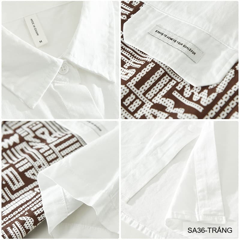 SA36 - Áo sơ mi nam tay ngắn họa tiết phối màu phong cách Hàn Quốc - ảnh 5