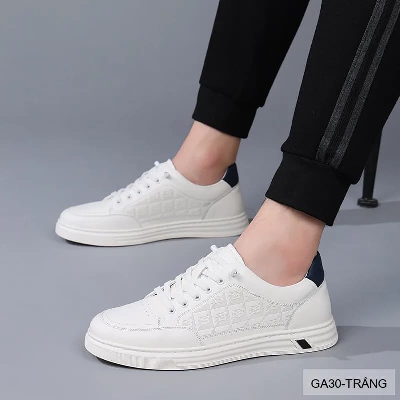 GA30 - Giày thể thao nam Linh Sen đế dày, da bò thật, phối màu trắng đen sang trọng - ảnh 3