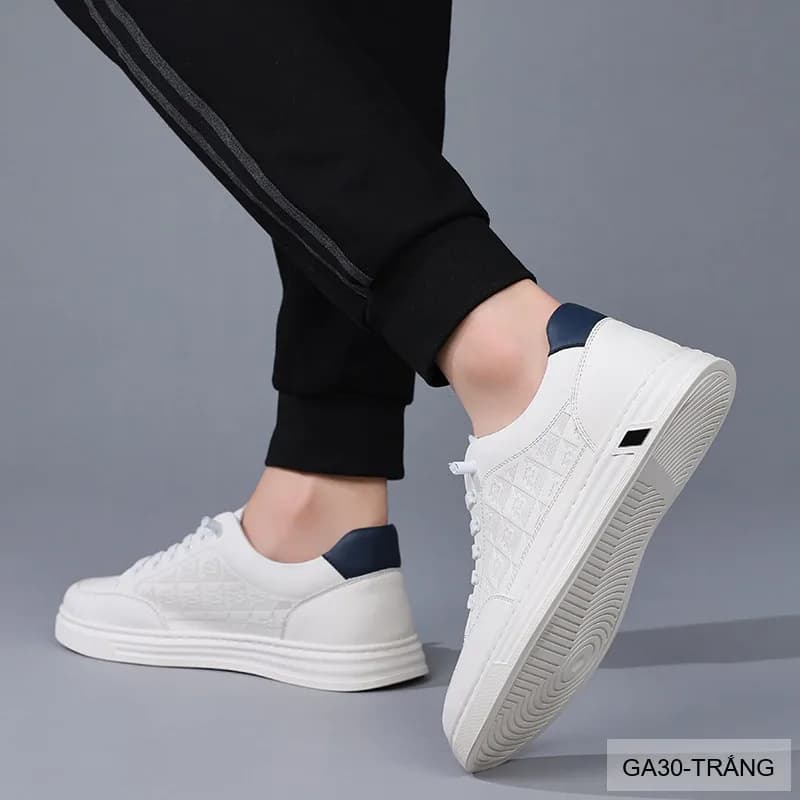GA30 - Giày thể thao nam Linh Sen đế dày, da bò thật, phối màu trắng đen sang trọng - ảnh 4