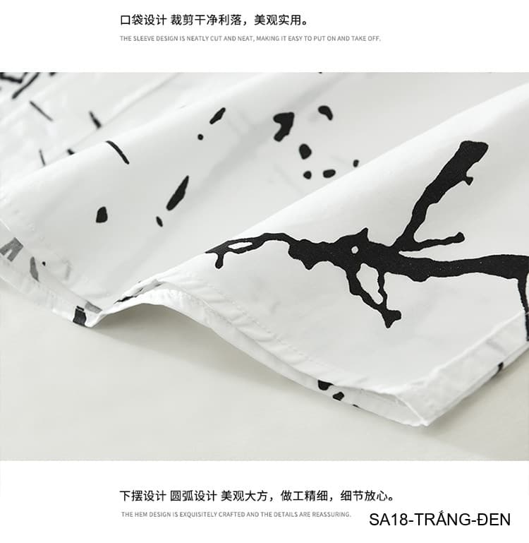 SA18 - Áo Sơ Mi Nam Tay Dài Phong Cách Nhật Bản In Hình Nghệ Thuật Dáng Rộng - ảnh 14