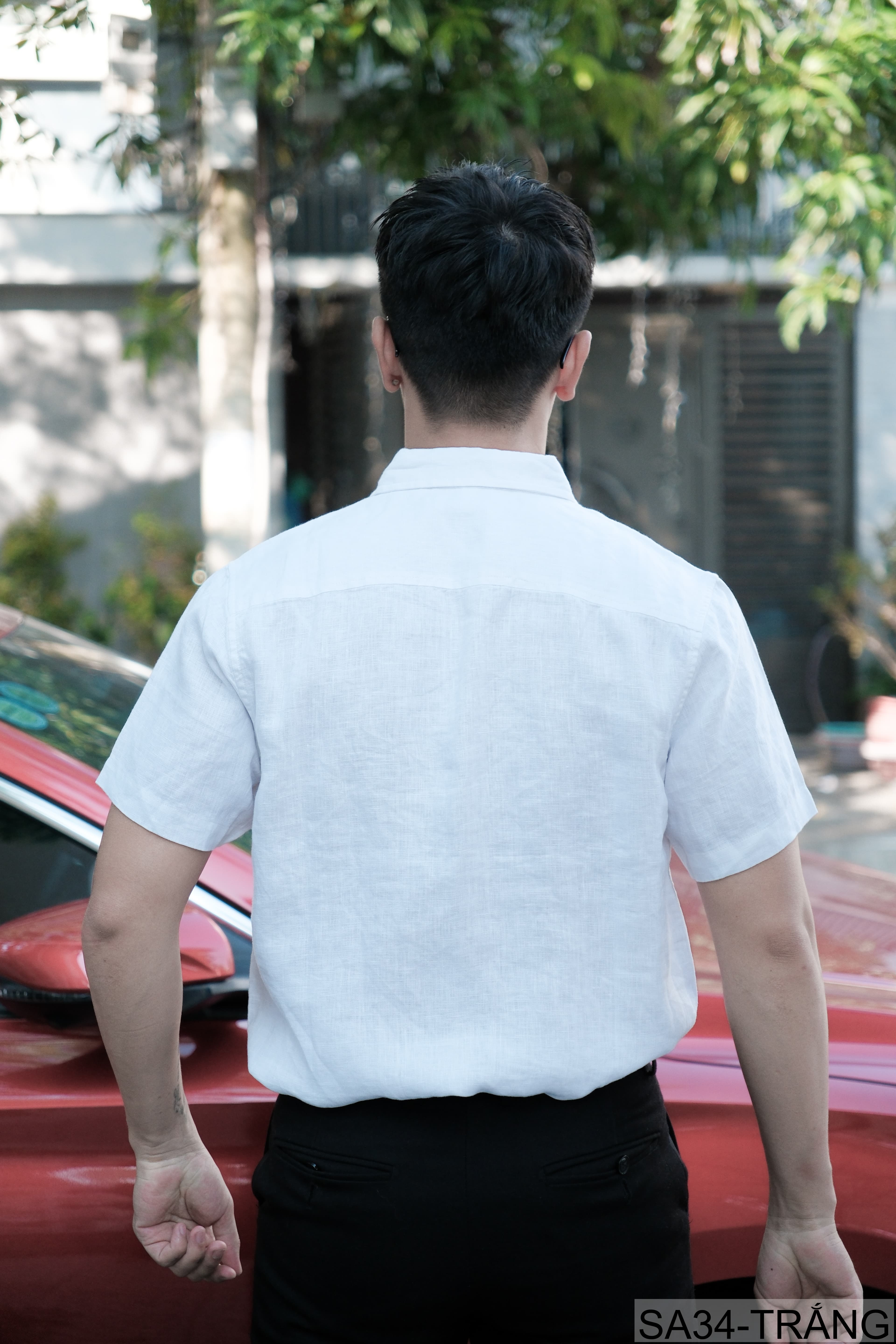 SA34 - Áo sơ mi nam tay ngắn vải lanh thoáng mát phong cách Nhật Bản kẻ sọc phối màu trắng xanh ngọc - ảnh 4