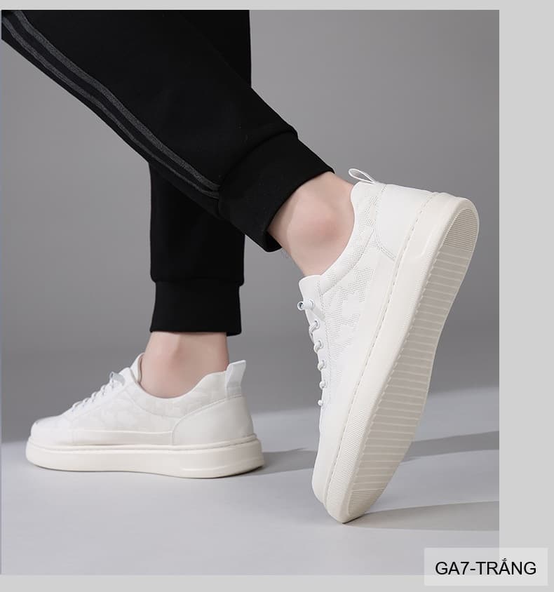 GA7 - Giày da thật nam Lin Sen mẫu mới 2026, thiết kế slip-on thời trang, phối màu khối trắng đen - ảnh 9