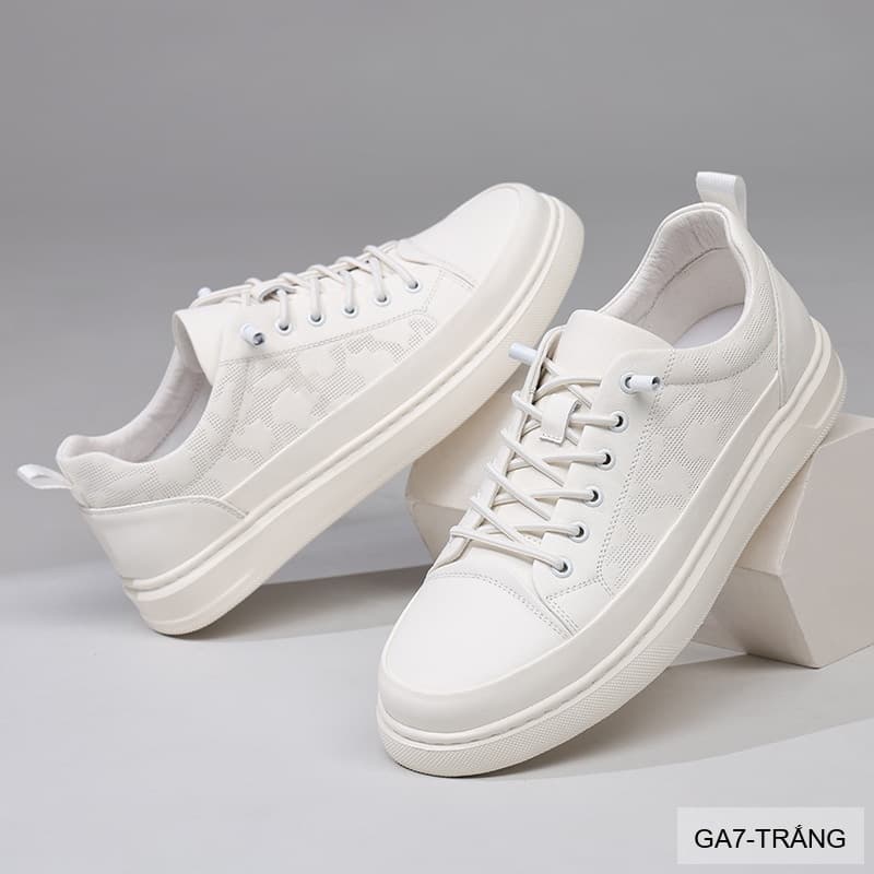 GA7 - Giày da thật nam Lin Sen mẫu mới 2026, thiết kế slip-on thời trang, phối màu khối trắng đen - ảnh 2