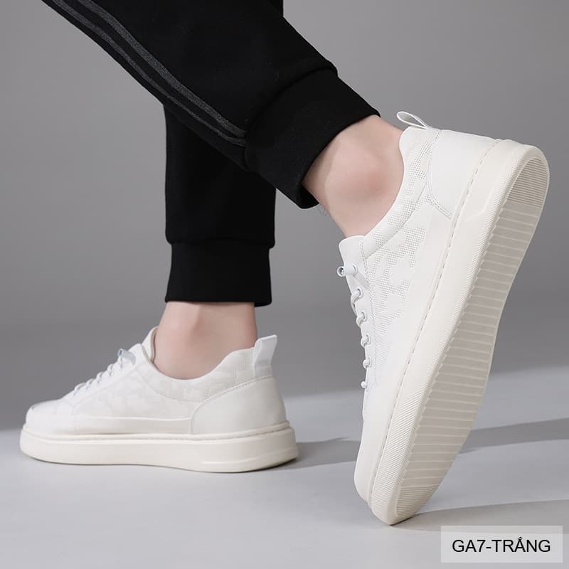GA7 - Giày da thật nam Lin Sen mẫu mới 2026, thiết kế slip-on thời trang, phối màu khối trắng đen - ảnh 4