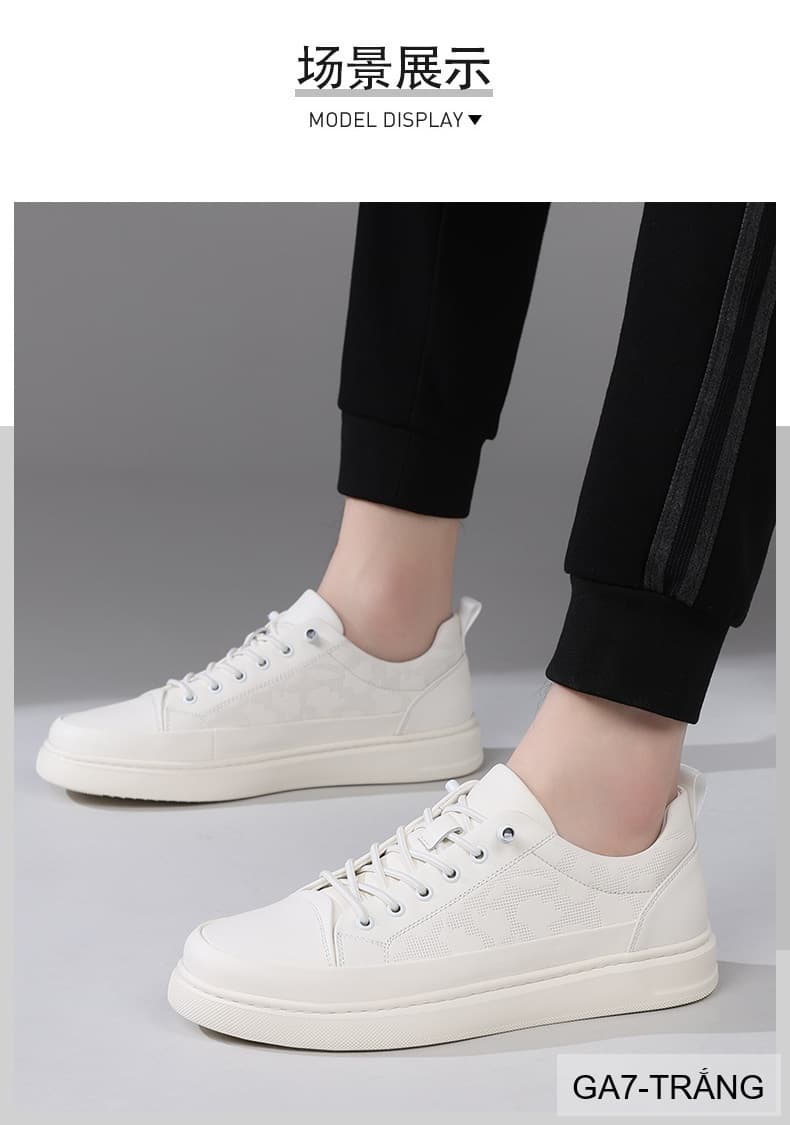 GA7 - Giày da thật nam Lin Sen mẫu mới 2026, thiết kế slip-on thời trang, phối màu khối trắng đen - ảnh 7