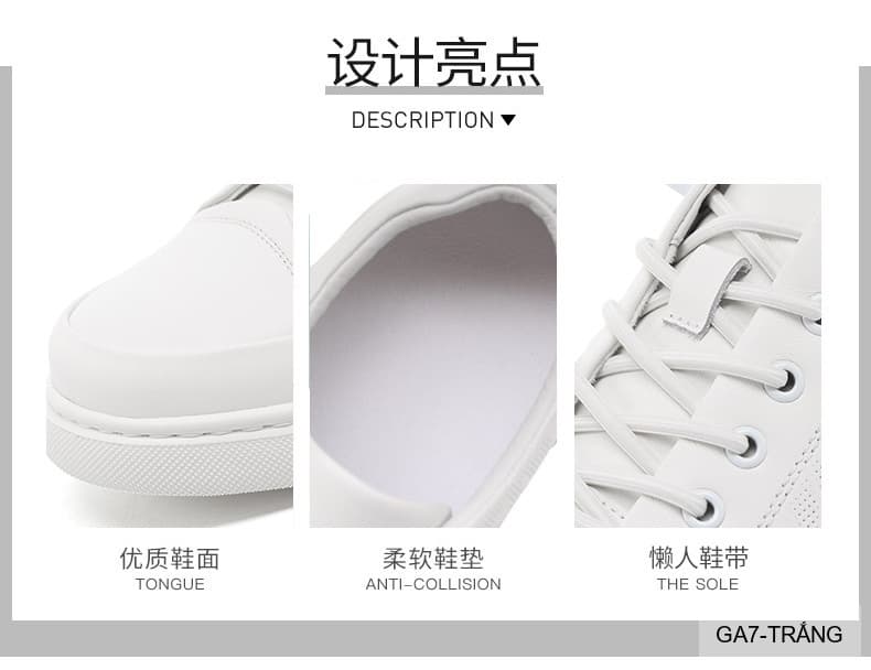GA7 - Giày da thật nam Lin Sen mẫu mới 2026, thiết kế slip-on thời trang, phối màu khối trắng đen - ảnh 6