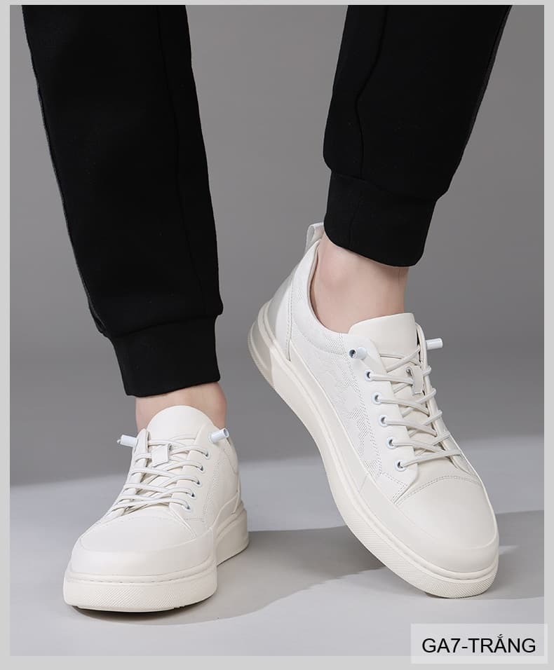 GA7 - Giày da thật nam Lin Sen mẫu mới 2026, thiết kế slip-on thời trang, phối màu khối trắng đen - ảnh 8