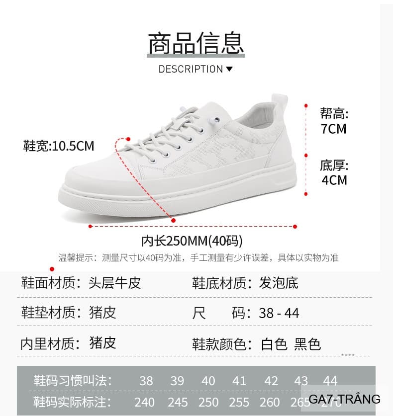 GA7 - Giày da thật nam Lin Sen mẫu mới 2026, thiết kế slip-on thời trang, phối màu khối trắng đen - ảnh 11