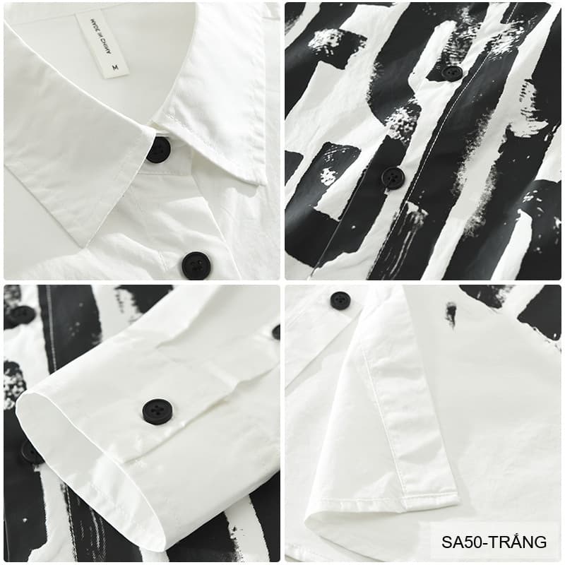 SA50 - Áo Sơ Mi Nam Dài Tay In Chữ Phong Cách Nhật Bản, Chất Cotton Mềm Mại, Phù Hợp Mặc Hàng Ngày - ảnh 4