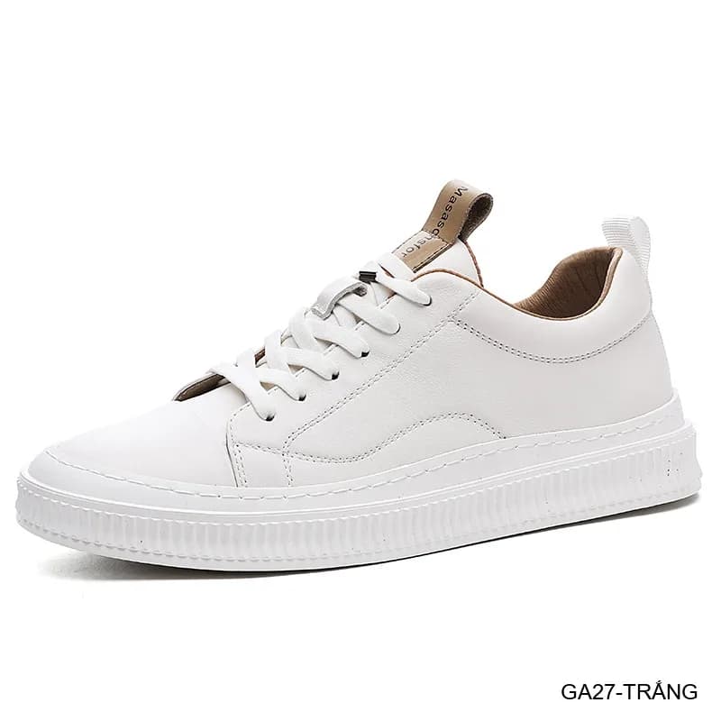 GA27 - Giày Thể Thao Nam Lâm Sâm Da Bò Đế Cao Su Trắng Đen Phong Cách Thường Ngày - ảnh 4