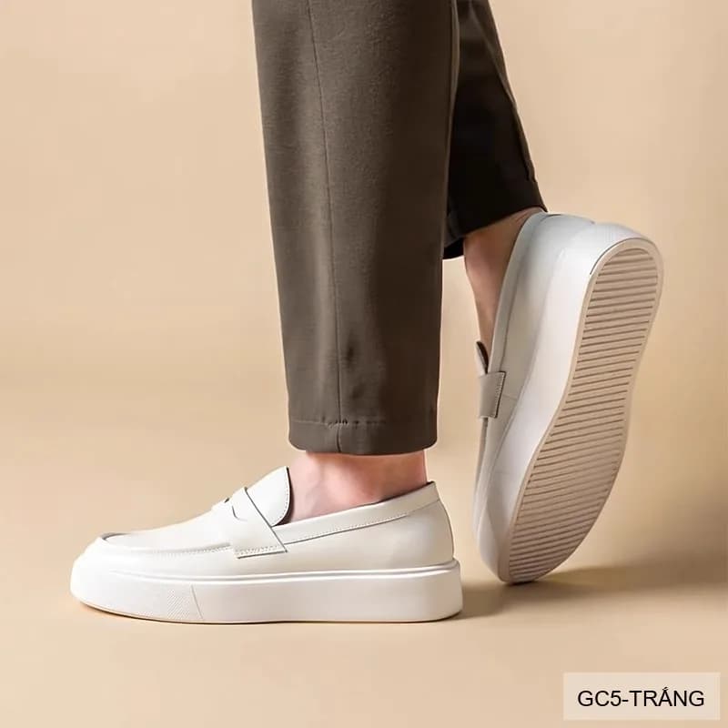 GC5 - Giày nam trắng đế dày kiểu loafer thời trang, chất da bò mềm êm - ảnh 4