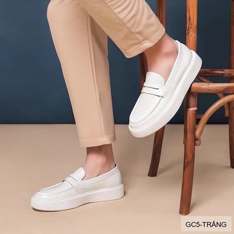 GC5 - Giày nam trắng đế dày kiểu loafer thời trang, chất da bò mềm êm - ảnh 5