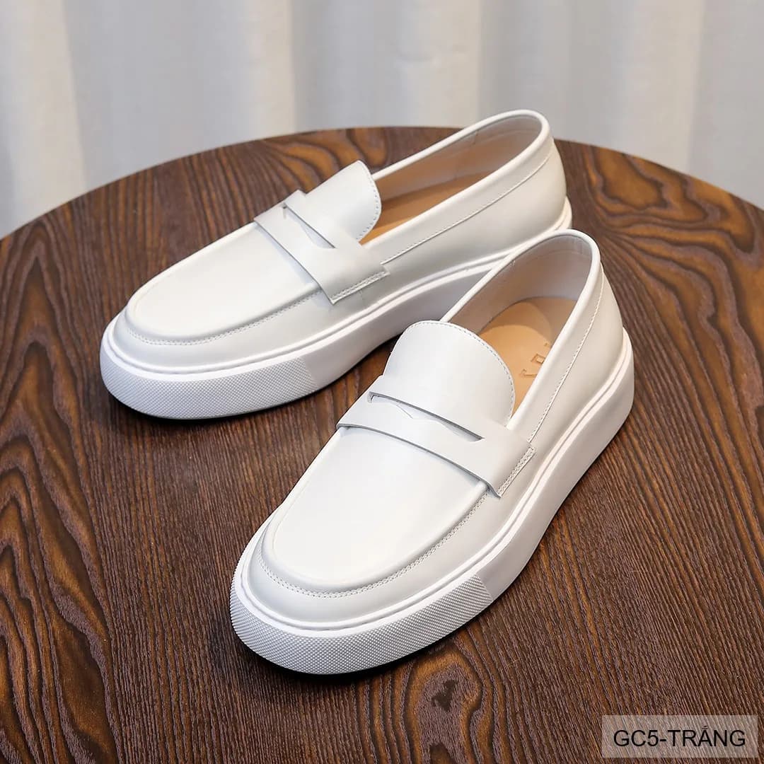 GC5 - Giày nam trắng đế dày kiểu loafer thời trang, chất da bò mềm êm - ảnh 6