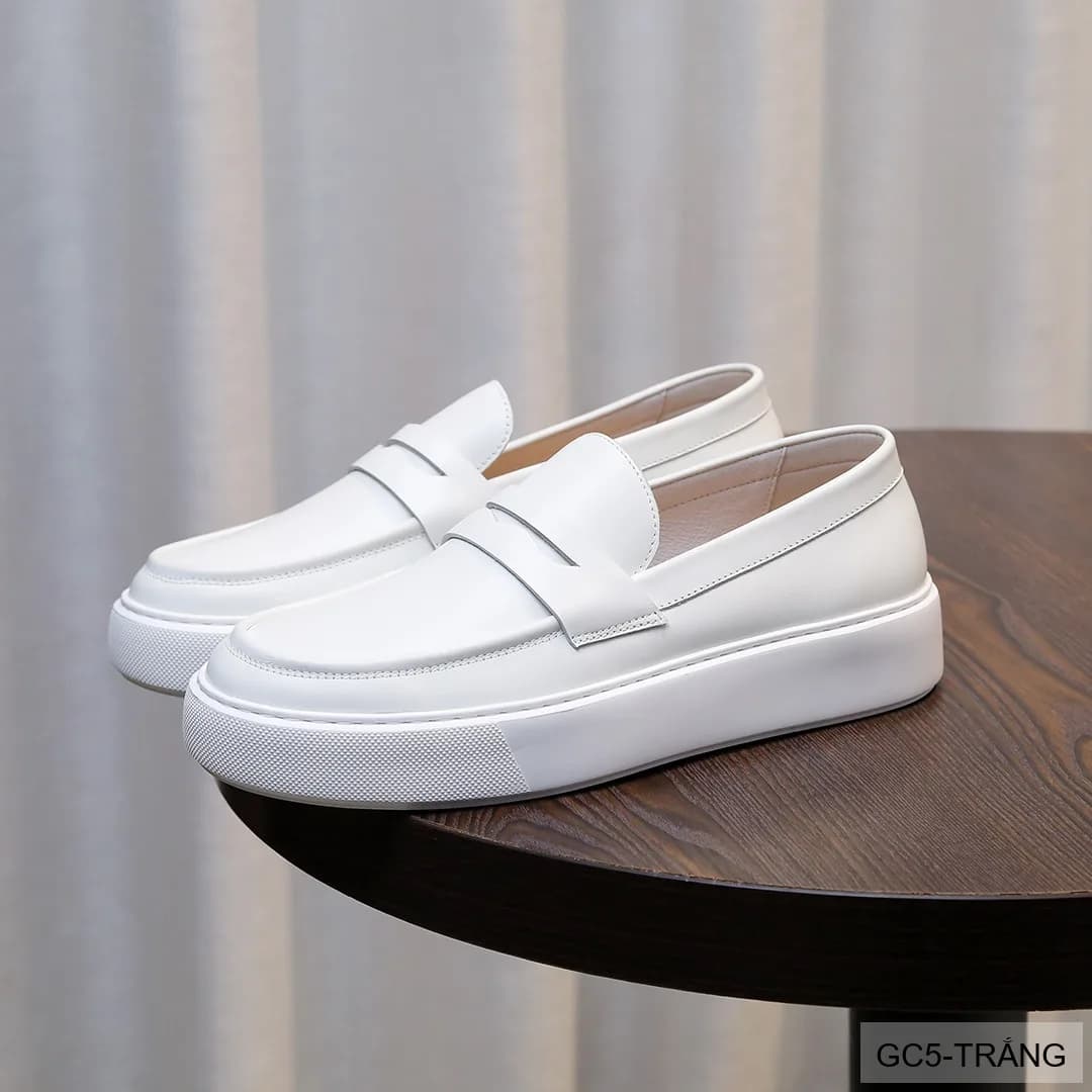 GC5 - Giày nam trắng đế dày kiểu loafer thời trang, chất da bò mềm êm - ảnh 13