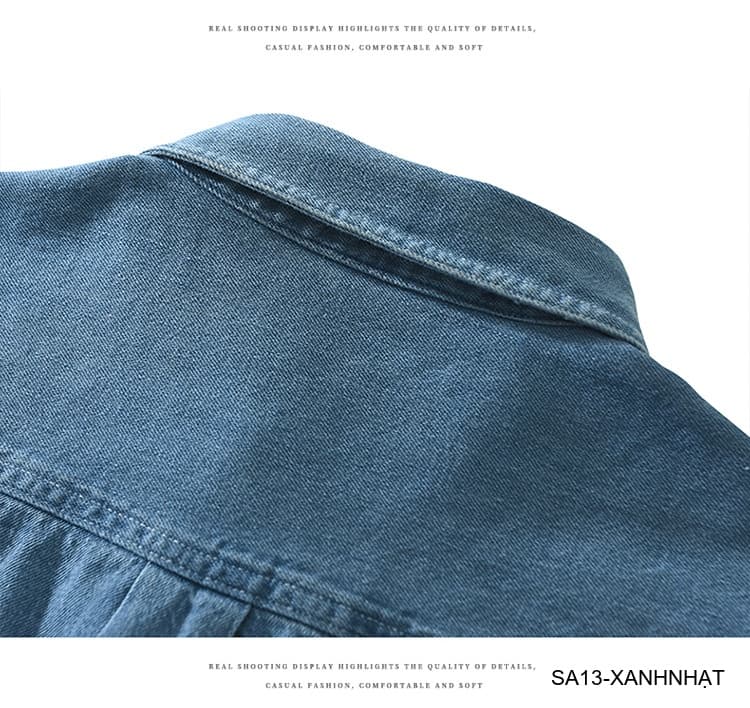 SA13 - Áo sơ mi nam dài tay phong cách Nhật, chất cotton mềm, form rộng thoải mái, 3 màu xanh nhạt/xanh đậm/đen - ảnh 10
