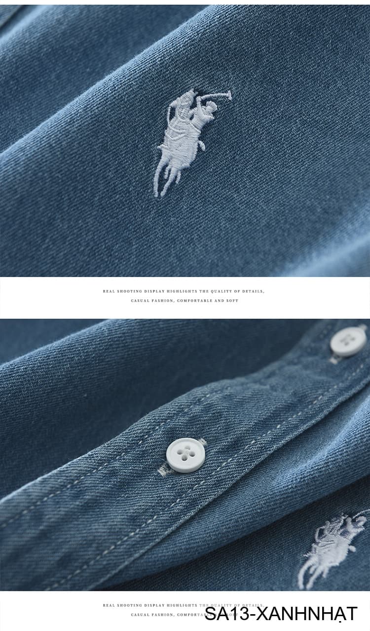 SA13 - Áo sơ mi nam dài tay phong cách Nhật, chất cotton mềm, form rộng thoải mái, 3 màu xanh nhạt/xanh đậm/đen - ảnh 8