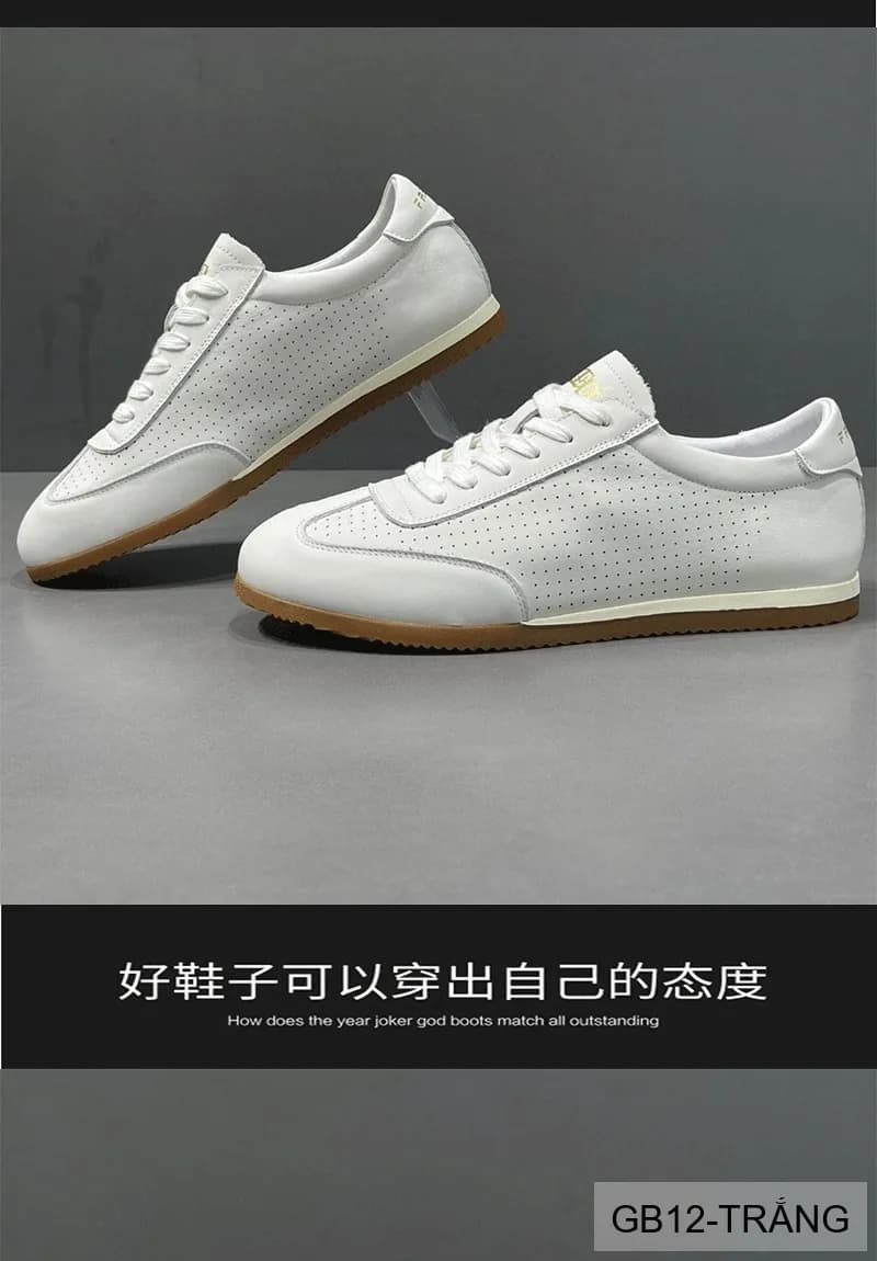 GB12 - Giày da trắng nam kiểu thể thao thường ngày đế bằng thoáng khí - ảnh 19