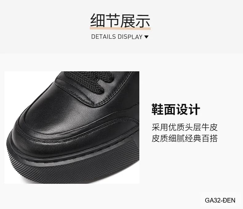 GA32 - Giày nam da bò đế dày thời trang phong cách retro, màu trắng đen - ảnh 6