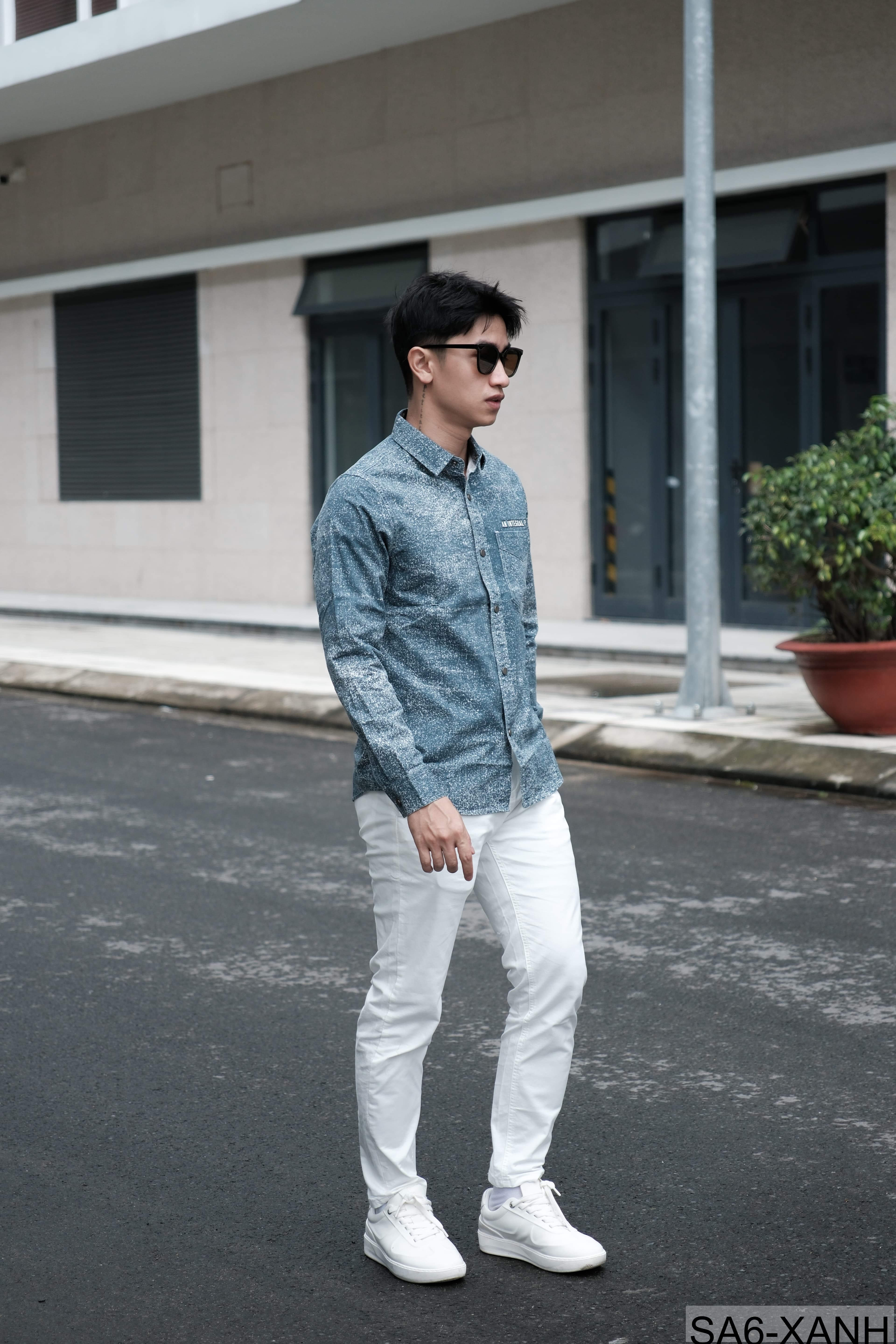 SA6 - Áo sơ mi nam tay dài họa tiết vintage phong cách streetwear, form rộng thoải mái - ảnh 3