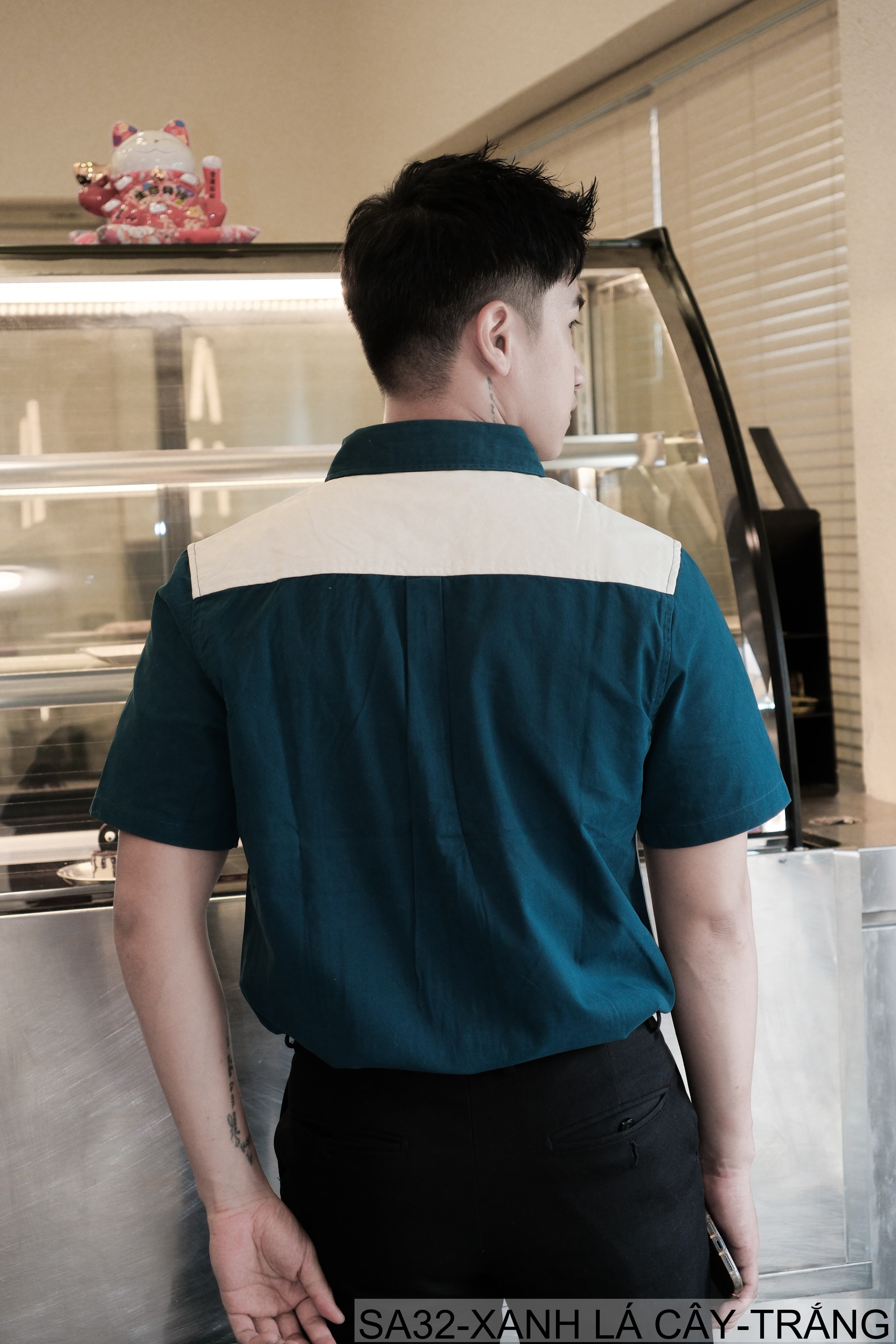SA32 - Áo sơ mi nam phối màu tay ngắn phong cách Hàn Quốc, chất cotton , dáng lỏng thoải mái - ảnh 4