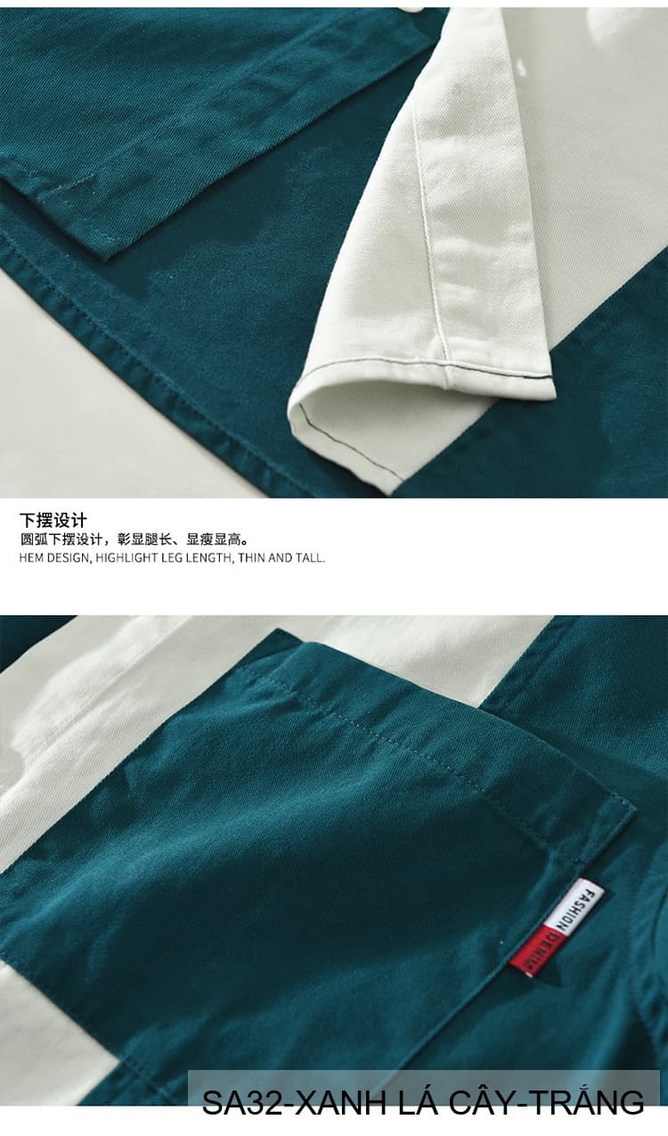 SA32 - Áo sơ mi nam phối màu tay ngắn phong cách Hàn Quốc, chất cotton , dáng lỏng thoải mái - ảnh 12