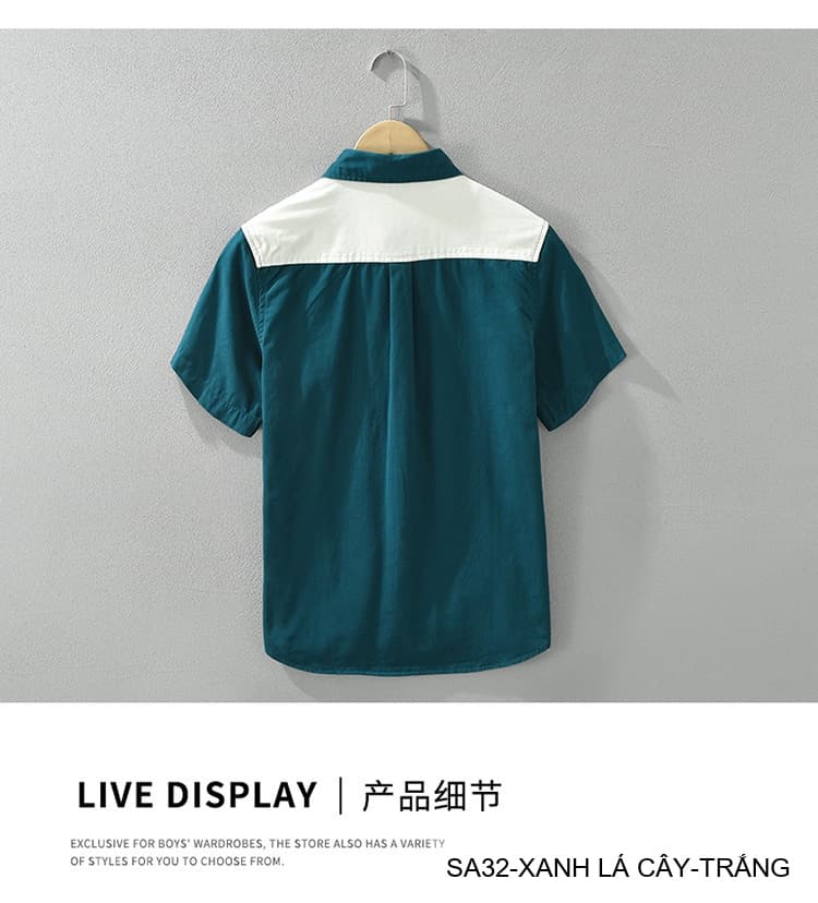 SA32 - Áo sơ mi nam phối màu tay ngắn phong cách Hàn Quốc, chất cotton , dáng lỏng thoải mái - ảnh 10