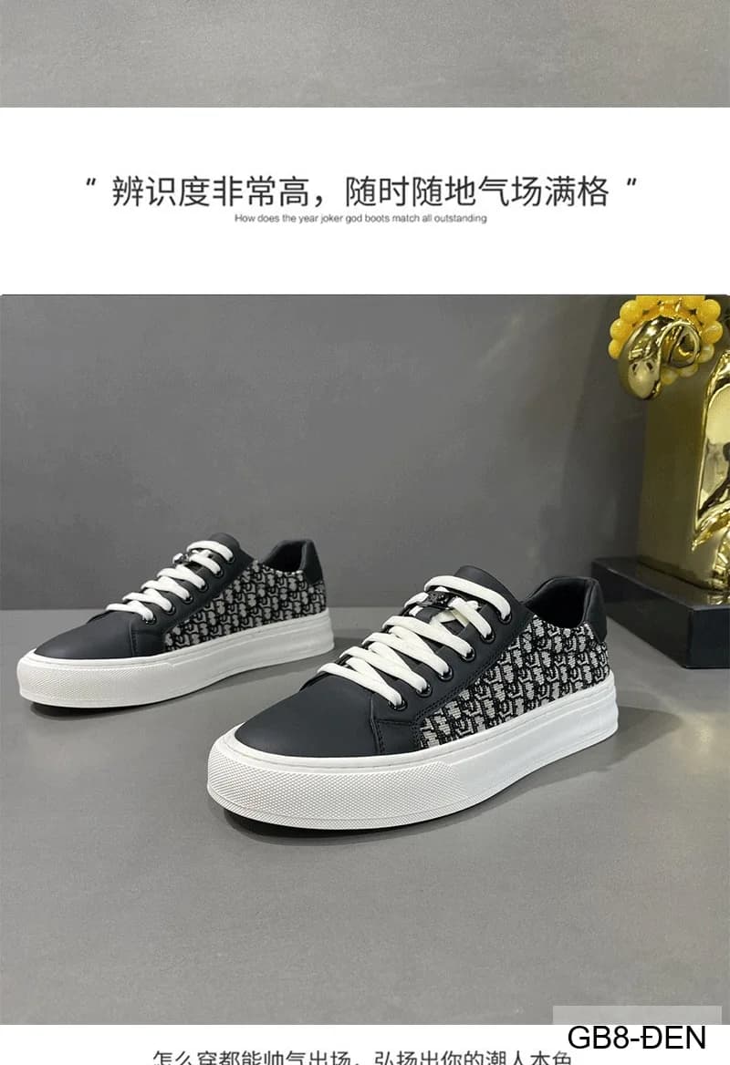 GB8 - Giày thể thao nam cổ thấp đế trắng họa tiết đen sang trọng - ảnh 16