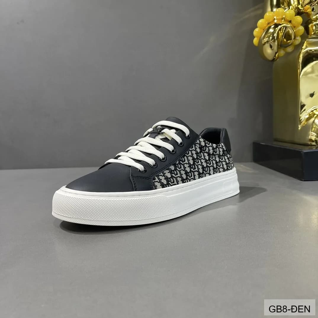 GB8 - Giày thể thao nam cổ thấp đế trắng họa tiết đen sang trọng - ảnh 4