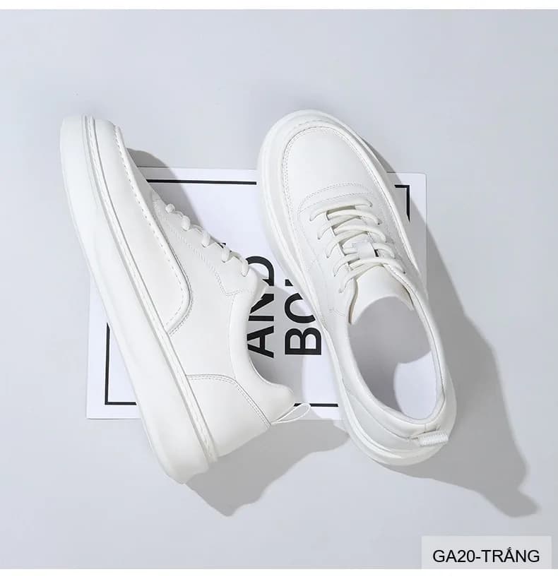 GA20 - Giày nam da bò trắng phong cách Nhật, đế dày thời trang, thoải mái mọi mùa - ảnh 12