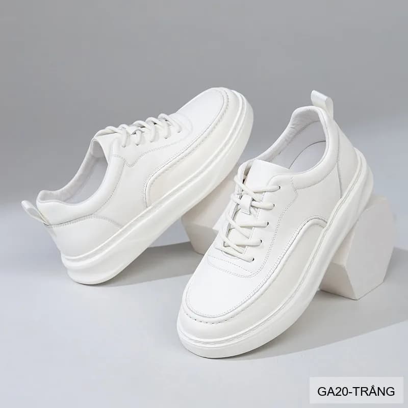 GA20 - Giày nam da bò trắng phong cách Nhật, đế dày thời trang, thoải mái mọi mùa - ảnh 2