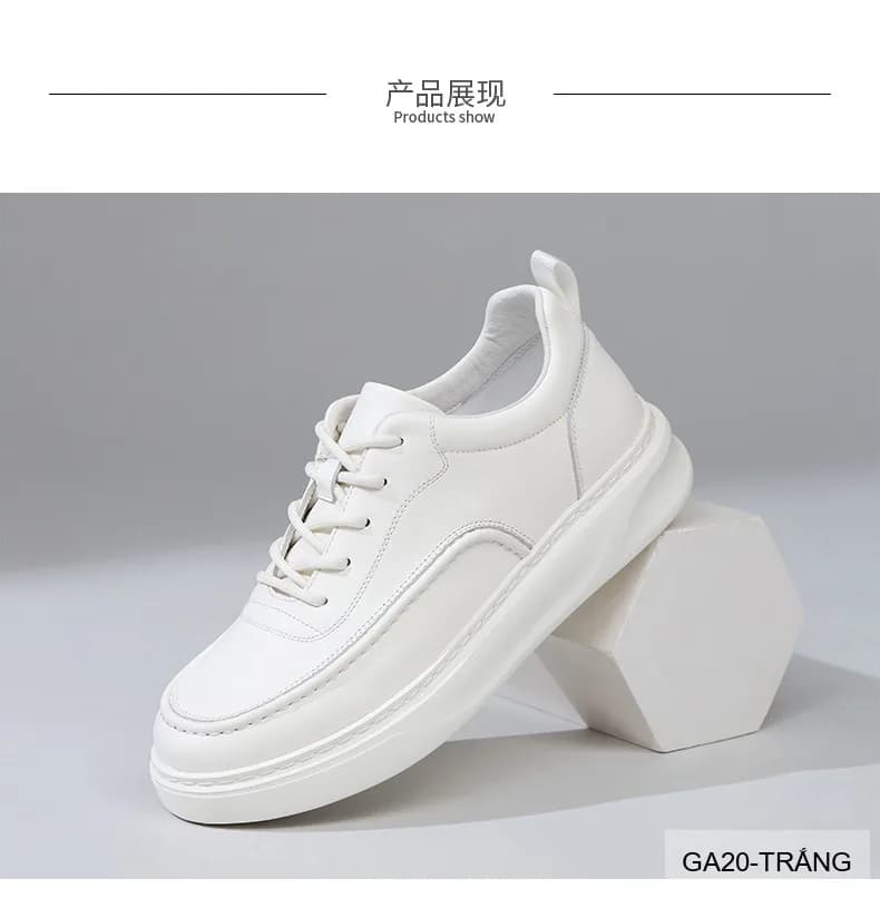 GA20 - Giày nam da bò trắng phong cách Nhật, đế dày thời trang, thoải mái mọi mùa - ảnh 11