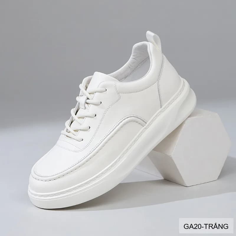 GA20 - Giày nam da bò trắng phong cách Nhật, đế dày thời trang, thoải mái mọi mùa - ảnh 4