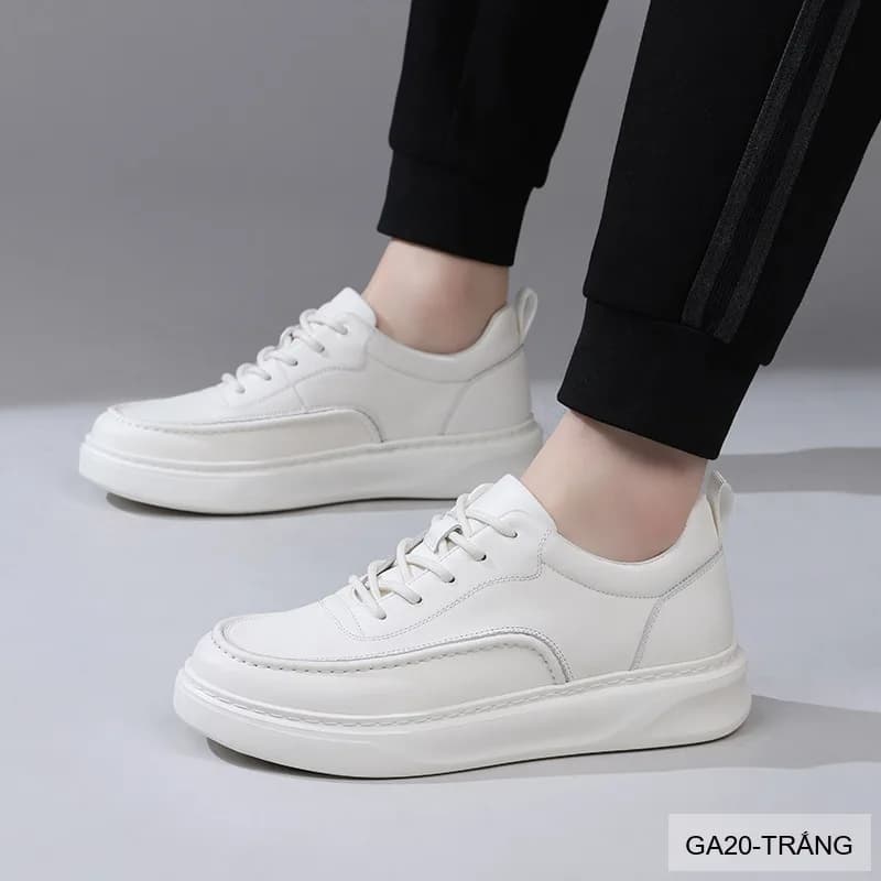 GA20 - Giày nam da bò trắng phong cách Nhật, đế dày thời trang, thoải mái mọi mùa - ảnh 3