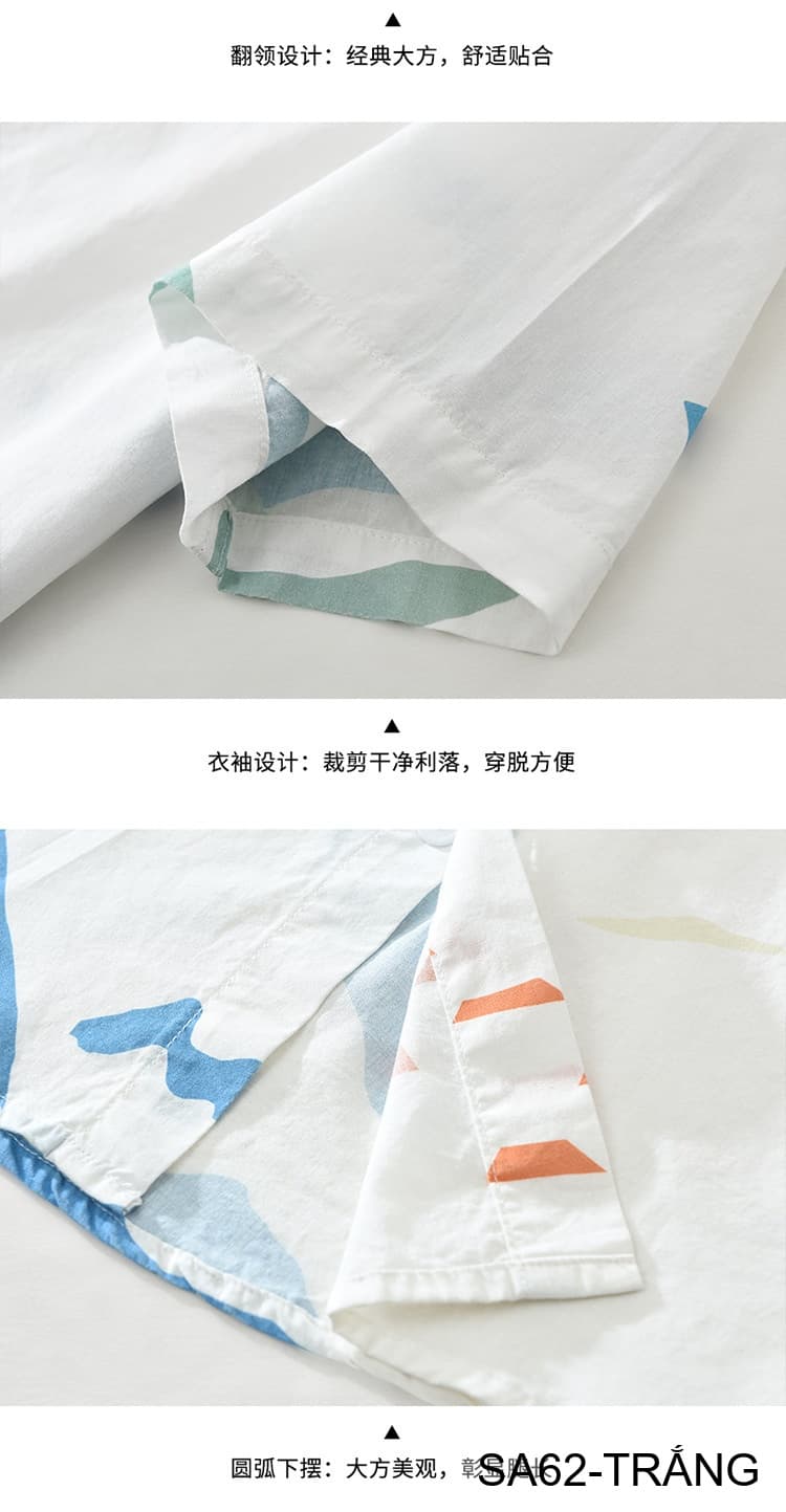 SA62 - Áo Sơ Mi Nam Tay Ngắn Phong Cách Nhật Bản In Hình Nghệ Thuật Chất Cotton Thoáng Mát - ảnh 16