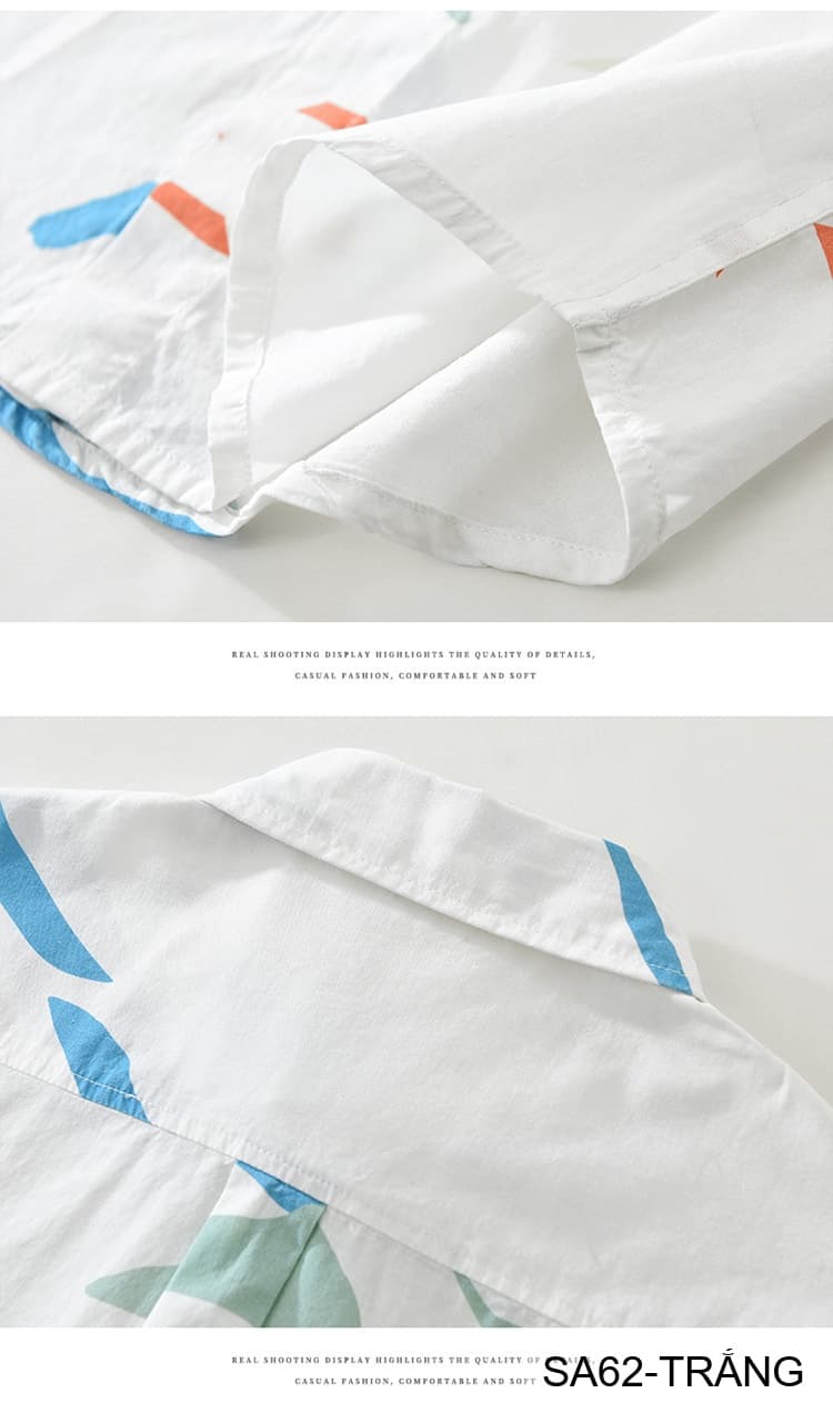 SA62 - Áo Sơ Mi Nam Tay Ngắn Phong Cách Nhật Bản In Hình Nghệ Thuật Chất Cotton Thoáng Mát - ảnh 18