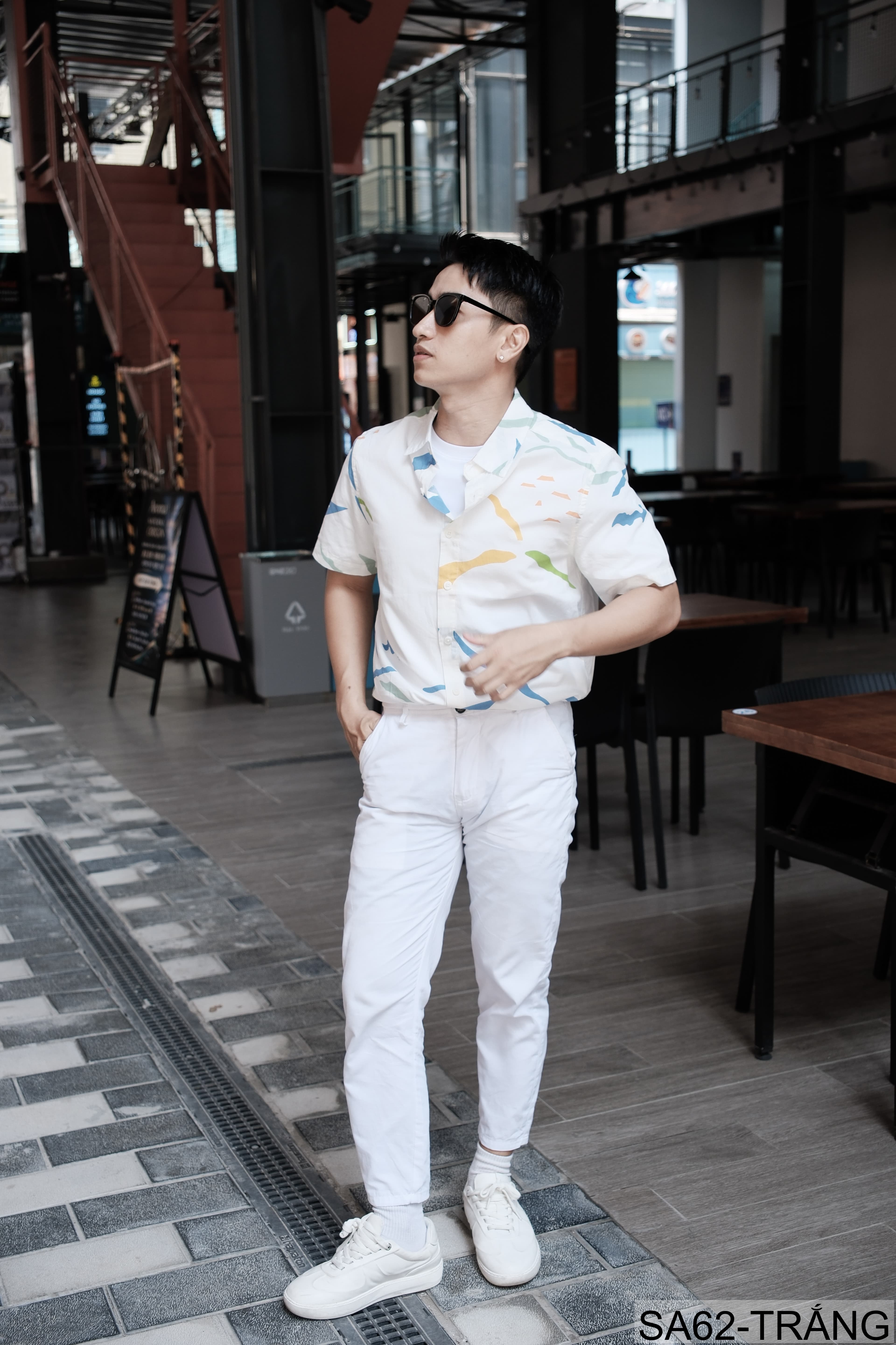 SA62 - Áo Sơ Mi Nam Tay Ngắn Phong Cách Nhật Bản In Hình Nghệ Thuật Chất Cotton Thoáng Mát - ảnh 7