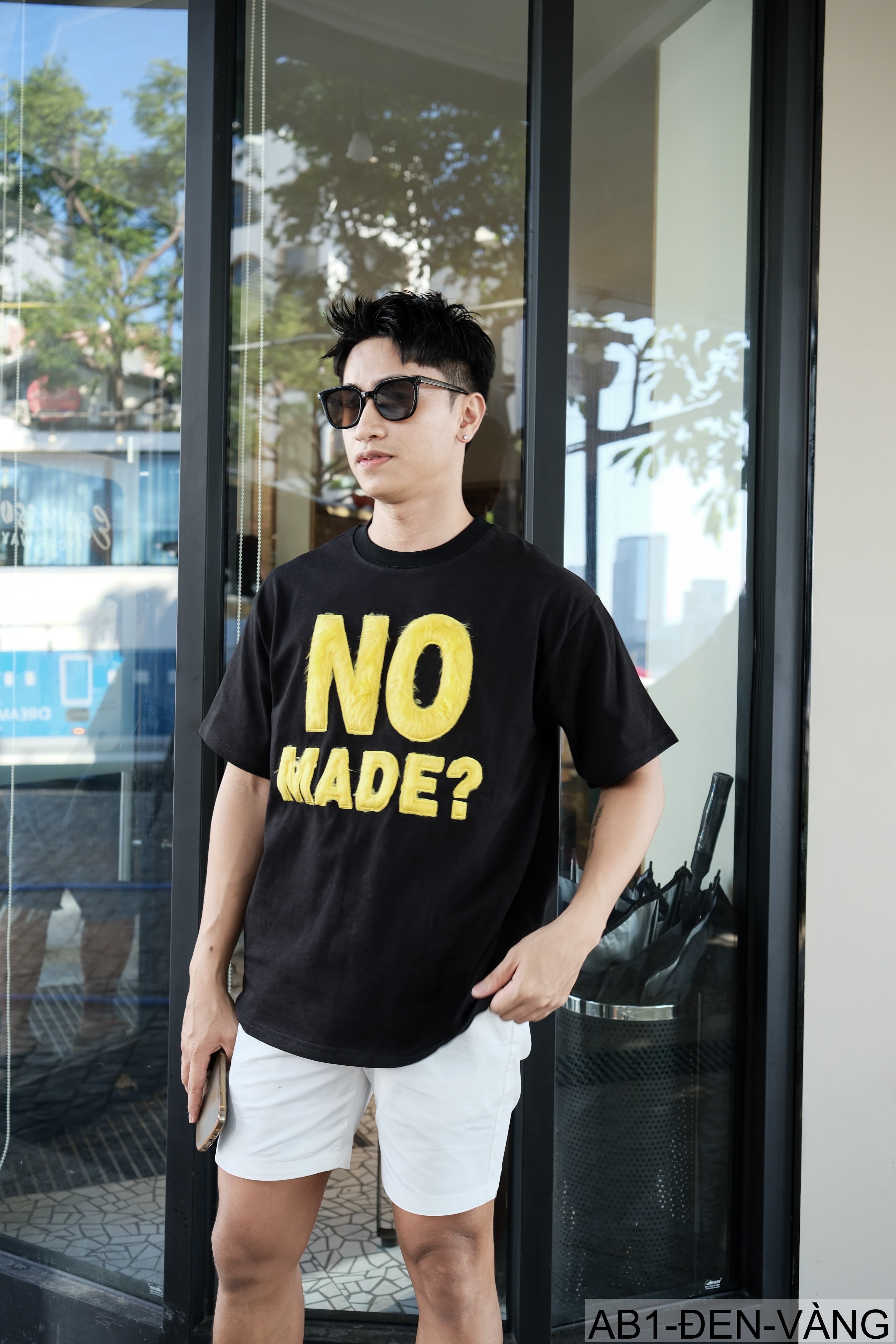 AB1 - Áo phông nam nữ unisex cổ tròn tay ngắn họa tiết NO MADE? phong cách streetwear mùa hè - ảnh 2