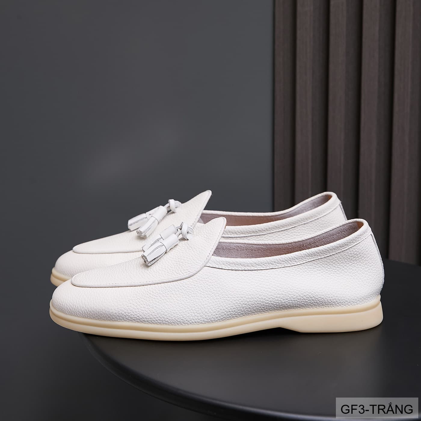 GF3 - Giày lười nam da bò thật, thiết kế tua rua, phong cách tối giản - ảnh 3