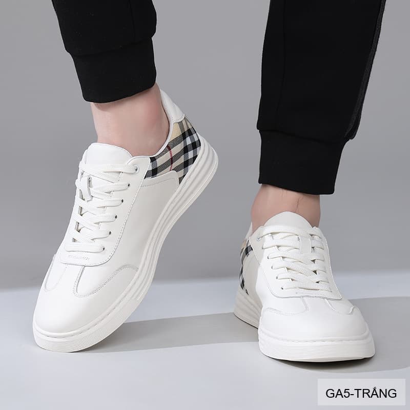 GA5 - Giày nam da thật phối caro thời trang 2026 - trắng đen - ảnh 3