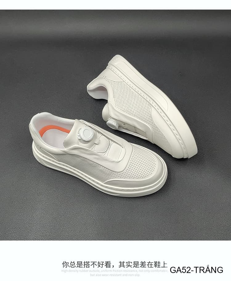 GA52 - Giày Sneaker Nam Đế Dày Tăng Chiều Cao Phong Cách Thể Thao Mùa Hè Trắng - ảnh 8