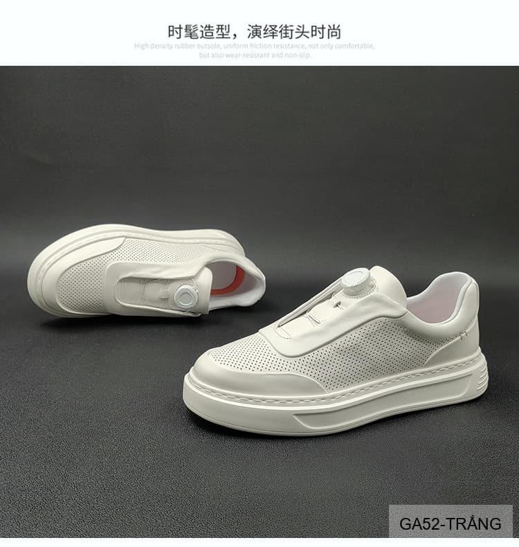GA52 - Giày Sneaker Nam Đế Dày Tăng Chiều Cao Phong Cách Thể Thao Mùa Hè Trắng - ảnh 12