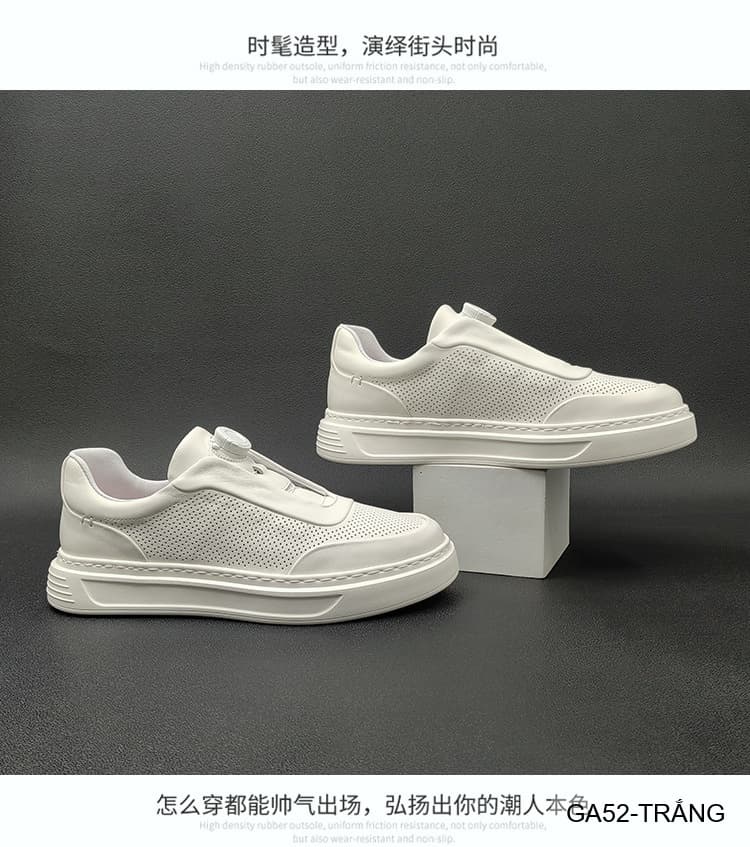 GA52 - Giày Sneaker Nam Đế Dày Tăng Chiều Cao Phong Cách Thể Thao Mùa Hè Trắng - ảnh 7