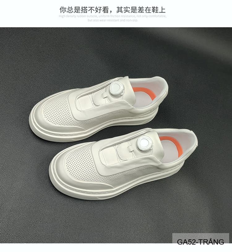 GA52 - Giày Sneaker Nam Đế Dày Tăng Chiều Cao Phong Cách Thể Thao Mùa Hè Trắng - ảnh 14