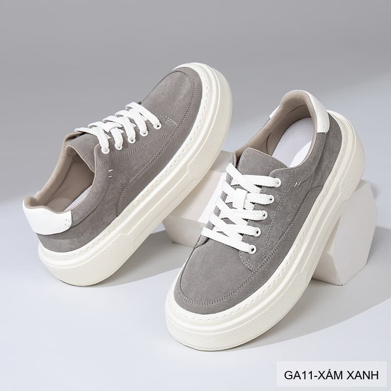 GA11 - Giày vải nam Lin Sen kiểu Hàn, đế mềm nhẹ, thoáng khí, màu Xám Xanh & Đen - ảnh 2