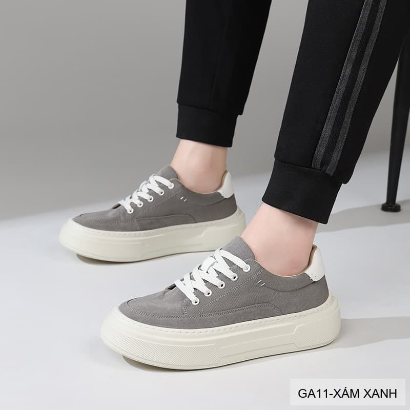 GA11 - Giày vải nam Lin Sen kiểu Hàn, đế mềm nhẹ, thoáng khí, màu Xám Xanh & Đen - ảnh 3