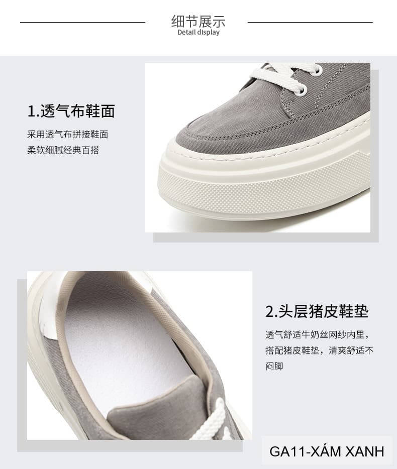 GA11 - Giày vải nam Lin Sen kiểu Hàn, đế mềm nhẹ, thoáng khí, màu Xám Xanh & Đen - ảnh 15