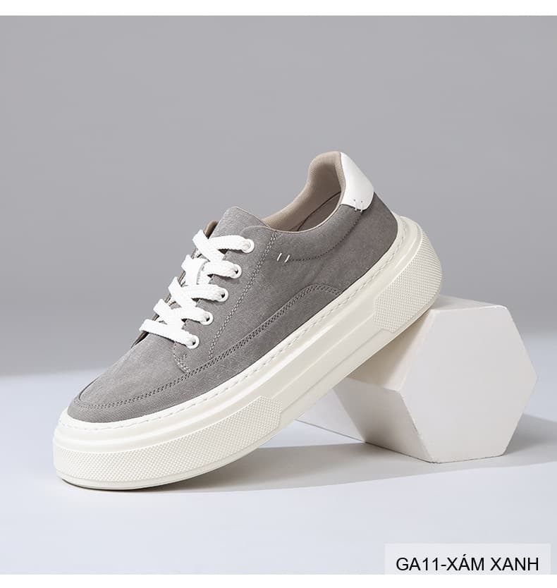 GA11 - Giày vải nam Lin Sen kiểu Hàn, đế mềm nhẹ, thoáng khí, màu Xám Xanh & Đen - ảnh 11